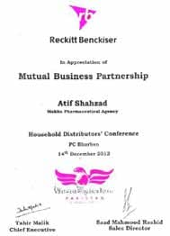 In Appreciation of Mutual Business Partnership — Household Distributors' Conference, PC Bhurban (2012) — Reckitt Benckiser