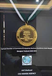 Business Excellence Gold Medal — Bangkok, Thailand (2020–2021) — Sarhad Chamber of Commerce & Industries