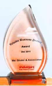 Valuable Business Partner Award (Dec 2011) — Shakarganj Food Products