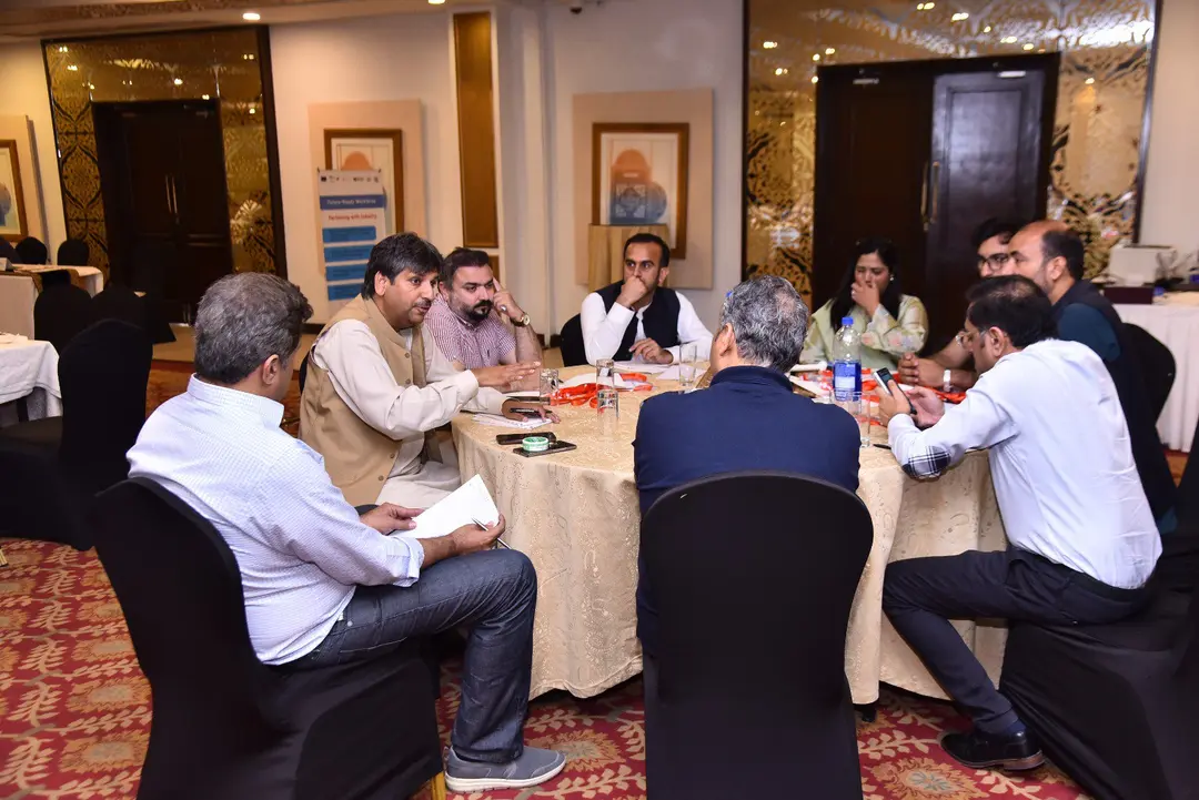 Leadership team in discussion