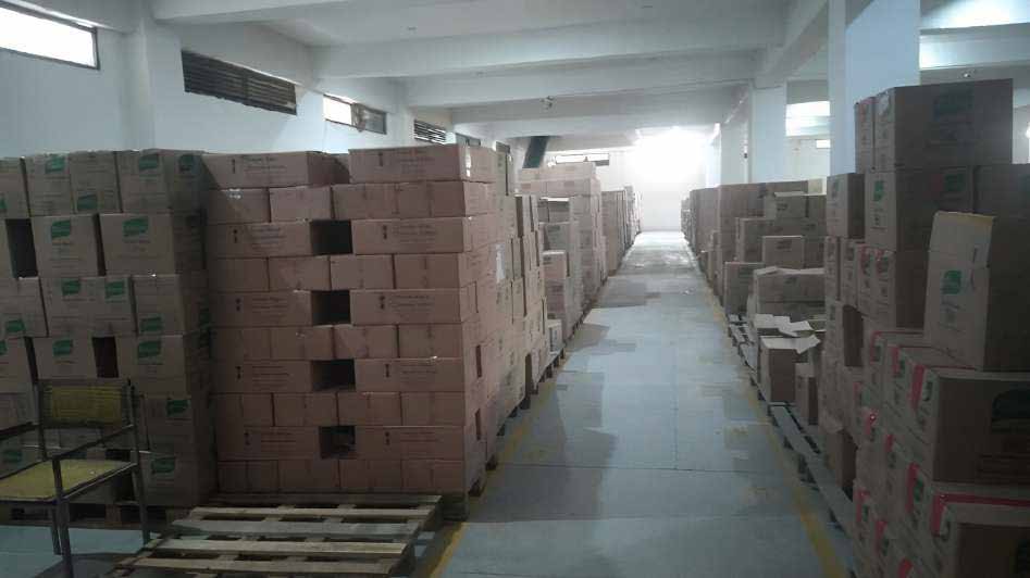 Container being loaded at the warehouse dock